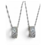 Pair Sterling & White Topaz Pendant Necklaces