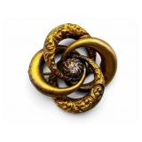 14k Gold Antique Brooch with Diamond Accent