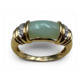 14k Gold Jade & Diamond Ring