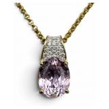 14k Morganite & Diamond Pendant Necklace