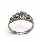 Antique 14K Sapphire Filigree Ring
