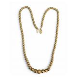 14K Gold Hollow Brushed Beaded Necklace