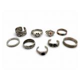 Nine Sterling Rings, Sizes 3ï¿½9