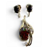 14k Black Opal & Diamond Jewelry Set