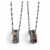 Two Sterling & Multicolored Tourmaline Chakra