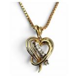 14K Diamond Heart Pendant Necklace