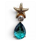 14K Gold Diamond & Topaz Starfish