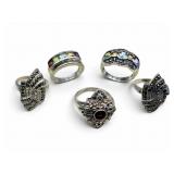5 Sterling & Gemstone Rings