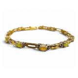 Vermeil Diamond & Opal Link Bracelet