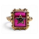 10k Order of the Eastern Star Ruby Ring