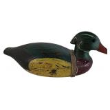 S R W Carved & Painted Wood Duck Decoy, 1986