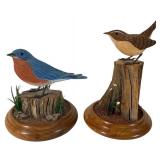 Pair Don & Anne Forsyth Wood Bird Sculptures 1988