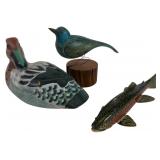 Jon Marks Bird & 2 Wood Folk Art Decoys