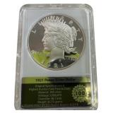 US 1921 Peace Dollar Tribute Medal, Silver-Plated