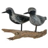 Pair D. Rhodes Carved Black-Bellied Plover Decoys