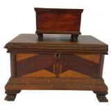 Pair Antique Jewelry Chests & Czech Parquetry Box