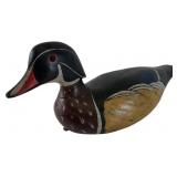 Hand-Carved & Painted Wooden Drake Wood Duck Decoy