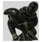 Adamie Inuit Hunter & Seal Soapstone Sculpture