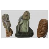 Three Jamie Henry Mohawk Soapstone Sculptures