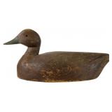 Ontario Carved Wood Black Duck Decoy c. 1930s