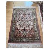 Persian Ghom Hand Tied Silk Bird Prayer Rug