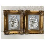 Pair Sitzendorf Sanssouci Porc. Plaques & Frames