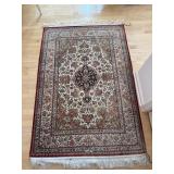 Persian Ghom Hand-Knotted Silk Bird Motif Rug