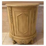 Neoclassical Painted Wood Demilune Hamper w/ Liner