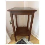 Square Wood Accent Table & Inset Slate-Style Top