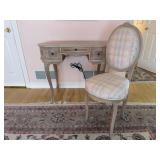 Inlaid Kidney-Shaped 3-Drawer Vanity & Chair