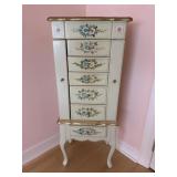 French Provincial Hand-Painted Jewelry Armoire