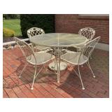 Woodard Rose Wrought Iron & Glass Dining Set