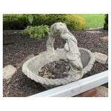 Cast Stone Basket Planter & Vine Decorated Handle