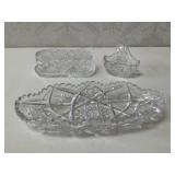 American Brilliant Cut Crystal Celery Tray & Set