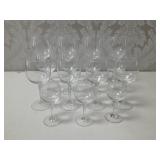 Set 14 Unmarked Glass Stemware & Wine Glasses