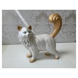 Large White & Gold Ceramic Persian Cat Figurine