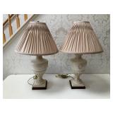 Pair Classical Ceramic Urn Table Lamps & Shades