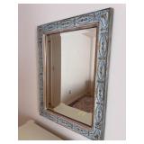 Embossed Metal Wall Mirror & Verdigris Gilt Finish