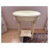 Louis XVI Style Painted Oval Side Table w/ Shelf