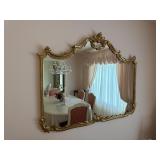 Rococo Revival Gilt Framed Wall Mirror & Crest