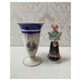Hollohaza Figurine & J.K.W. Western Germany Vase