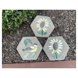 Set Cement Mosaic Bird & Sunflower Stepping Stones