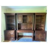 Wood Computer Desk & Bookcase Three Section Unit