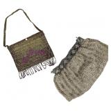 Pair Vtg French Beaded Purses, Steel & Rhinestone