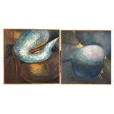 A Pair of Marilou Cummings Abstract Oil Paintings