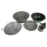 Set 6 Vtg Enamelware & Graniteware Kitchenware