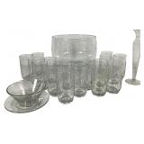 Princess House Heritage Glass Bowl & 17 Glasses