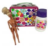 Thermos Barbie Floral Metal Lunch Box & Doll