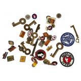 Vtg Railroadiana: Brass Switch Keys, Pins, Patches