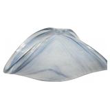 Murano Glass Blue & White Swirl Folded Wave Bowl
